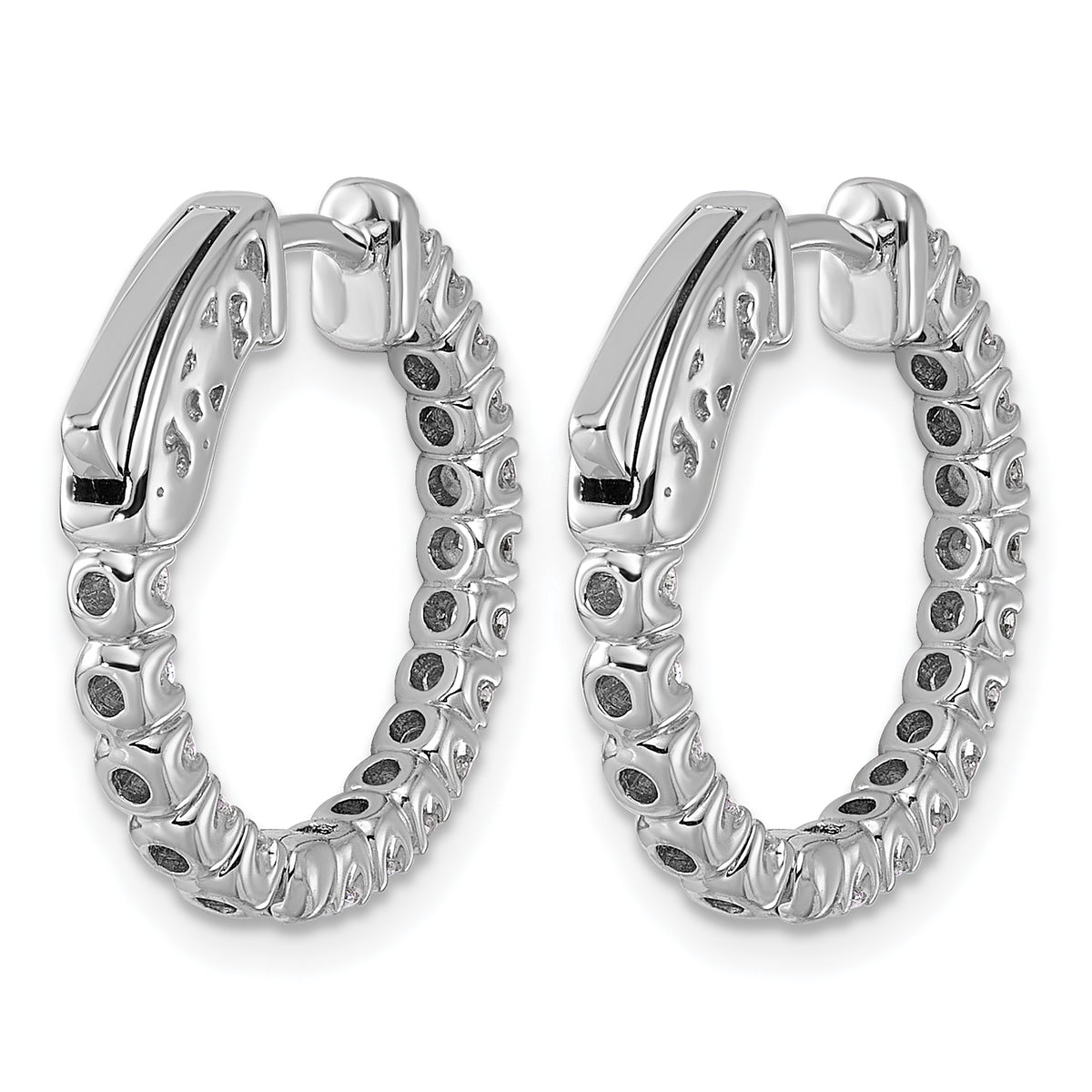 True Origin Lab Grown Diamond Round Hoops with Safety Clasps - 14k White Gold