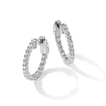 True Origin Lab Grown Diamond Round Hoops with Safety Clasps - 14k White Gold