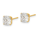 Round CZ Post Earrings - 14k Yellow Gold / Cushion / 6x6 mm