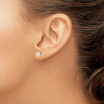 Round CZ Post Earrings - 14k Yellow Gold / Octagon / Emerald / 6x6 mm