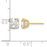 Round CZ Post Earrings - 14k Yellow Gold / Octagon / Emerald / 6x6 mm