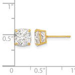 Round CZ Post Earrings - 14k Yellow Gold / Cushion / 7x7 mm
