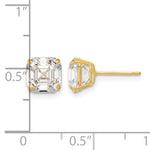 Round CZ Post Earrings - 14k Yellow Gold / Octagon / Emerald / 7x7 mm