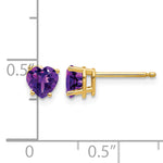 14k Heart Gemstone earring - 14k Yellow Gold / Amethyst / 5 mm