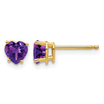 14k Heart Gemstone earring - 14k Yellow Gold / Amethyst / 5 mm