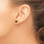 14k Heart Gemstone earring - 14k Yellow Gold / Garnet / 5 mm