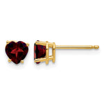 14k Heart Gemstone earring - 14k Yellow Gold / Garnet / 5 mm