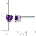 14k Heart Gemstone earring - 14k White Gold / Amethyst / 5 mm