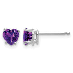 14k Heart Gemstone earring - 14k White Gold / Amethyst / 5 mm