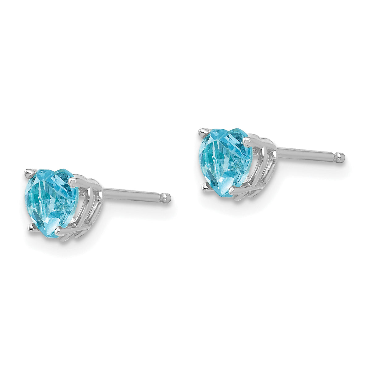 14k Heart Gemstone earring - 14k White Gold / Topaz (Swiss Blue) / 5 mm