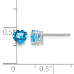 14k Heart Gemstone earring - 14k White Gold / Topaz (Swiss Blue) / 5 mm