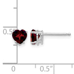 14k Heart Gemstone earring - 14k White Gold / Garnet / 5 mm