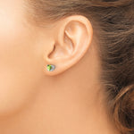 14k Heart Gemstone earring - 14k White Gold / Peridot / 5 mm
