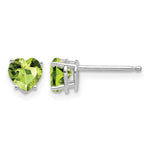 14k Heart Gemstone earring - 14k White Gold / Peridot / 5 mm