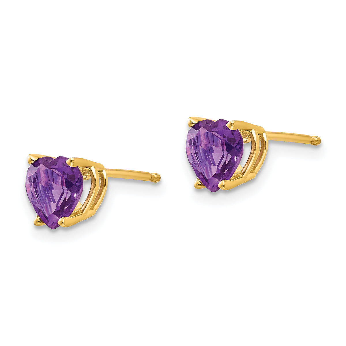 14k Heart Gemstone earring - 14k Yellow Gold / Amethyst / 6 mm