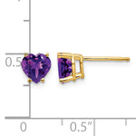 14k Heart Gemstone earring - 14k Yellow Gold / Amethyst / 6 mm