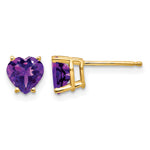 14k Heart Gemstone earring - 14k Yellow Gold / Amethyst / 6 mm