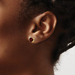 14k Heart Gemstone earring - 14k Yellow Gold / Garnet / 6 mm