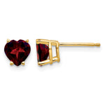 14k Heart Gemstone earring - 14k Yellow Gold / Garnet / 6 mm