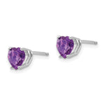 14k Heart Gemstone earring - 14k White Gold / Amethyst / 6 mm