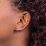 14k Heart Gemstone earring - 14k White Gold / Amethyst / 6 mm