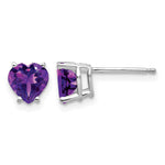14k Heart Gemstone earring - 14k White Gold / Amethyst / 6 mm