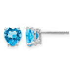 14k Heart Gemstone earring - 14k White Gold / Topaz (Swiss Blue) / 6 mm