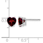 14k Heart Gemstone earring - 14k White Gold / Garnet / 6 mm