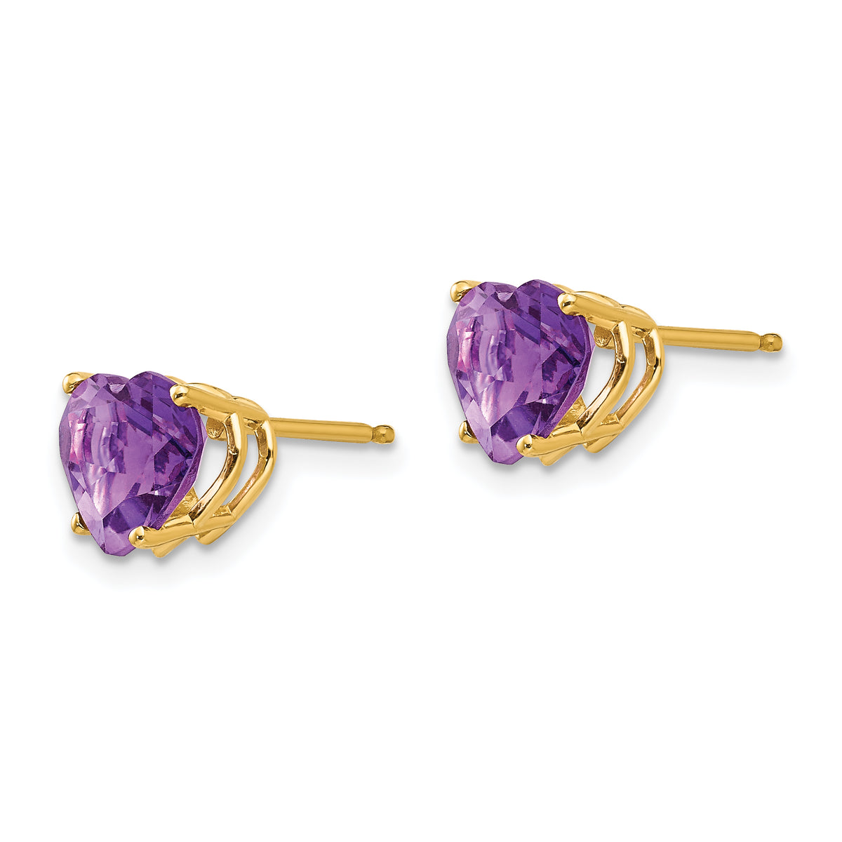 14k Heart Gemstone earring - 14k Yellow Gold / Amethyst / 7 mm