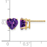 14k Heart Gemstone earring - 14k Yellow Gold / Amethyst / 7 mm