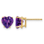 14k Heart Gemstone earring - 14k Yellow Gold / Amethyst / 7 mm