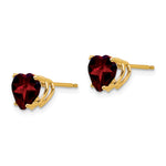 14k Heart Gemstone earring - 14k Yellow Gold / Garnet / 7 mm
