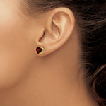 14k Heart Gemstone earring - 14k Yellow Gold / Garnet / 7 mm