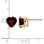 14k Heart Gemstone earring - 14k Yellow Gold / Garnet / 7 mm