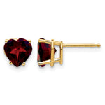 14k Heart Gemstone earring - 14k Yellow Gold / Garnet / 7 mm