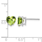14k Heart Gemstone earring - 14k White Gold / Peridot / 7 mm