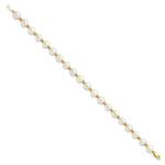 14k Yellow Gold 6-7mm White Round Freshwater Cultured Pearl 7.25 inch Bracelet, view 2