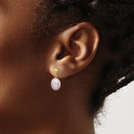 Rice Freshwater Cultured Pearl Dangle Post Earrings - 14k Yellow Gold / 8 to 9 mm (range) / Purple