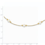 14k Yellow Gold 5-6mm White Freshwater Cultured Pearl Beaded 5-Station 7.5 inch Bracelet, shown with a ruler for scale