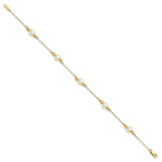 14k Yellow Gold 5-6mm White Freshwater Cultured Pearl Beaded 5-Station 7.5 inch Bracelet, view 2