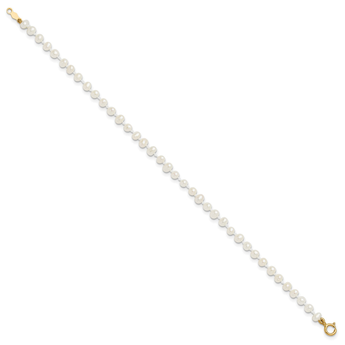 14k Madi K 3-4mm White Egg Shape Freshwater Cultured Pearl 6 inch Bracelet, view 2