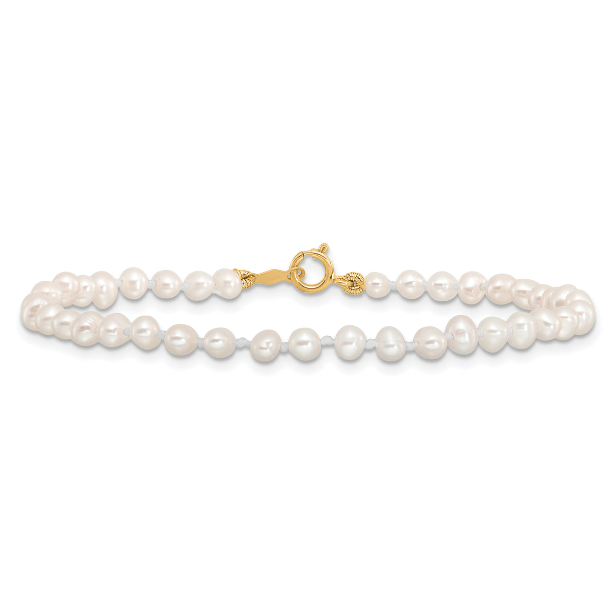 14k Madi K 3-4mm White Egg Shape Freshwater Cultured Pearl 6 inch Bracelet, view 3
