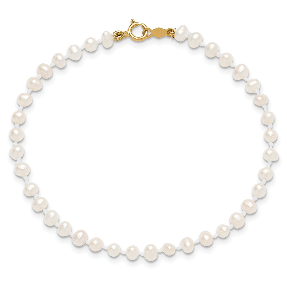 14k Madi K 3-4mm White Egg Shape Freshwater Cultured Pearl 6 inch Bracelet, view 4