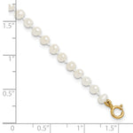 14k Madi K 3-4mm White Egg Shape Freshwater Cultured Pearl 6 inch Bracelet, shown with a ruler for scale
