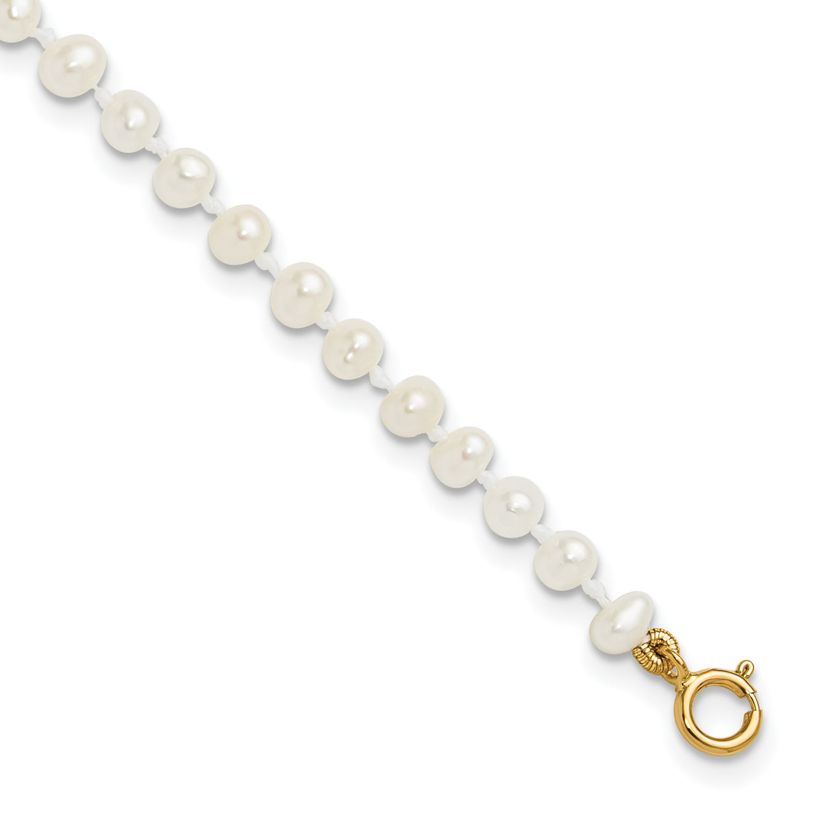 14k Madi K 3-4mm White Egg Shape Freshwater Cultured Pearl 6 inch Bracelet