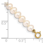 14k Madi K 4-5mm White Egg Shape Freshwater Cultured Pearl 5 inch Bracelet, shown with a ruler for scale