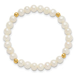14k Madi K 4-5mm White Egg Shape Freshwater Pearl Beaded Stretch Bracelet, view 2
