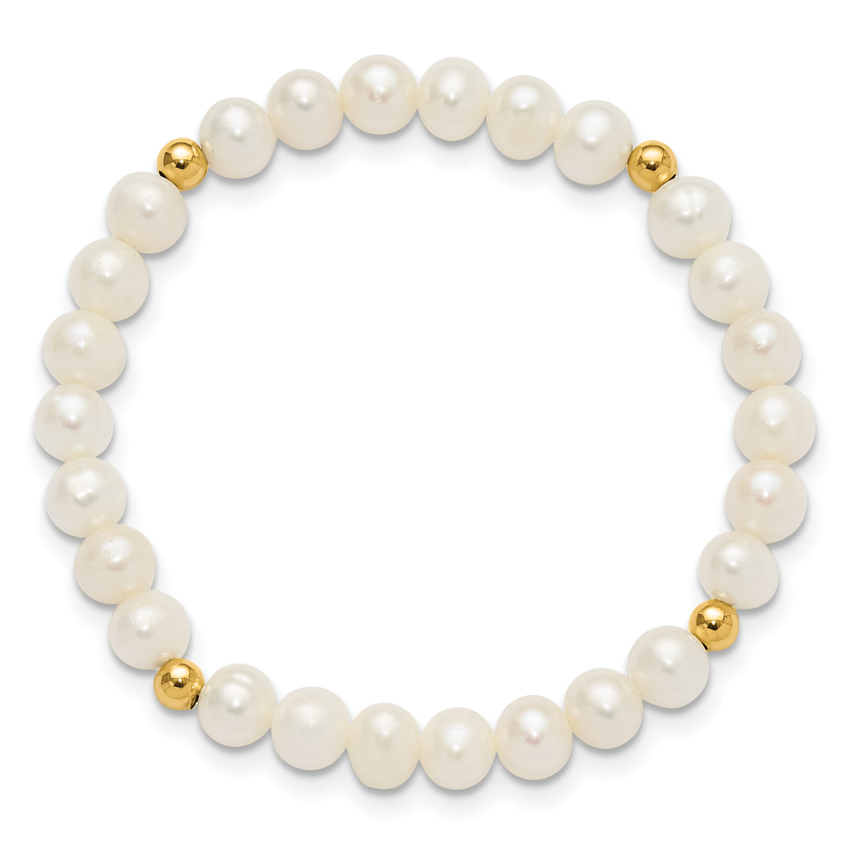 14k Madi K 4-5mm White Egg Shape Freshwater Pearl Beaded Stretch Bracelet, view 2
