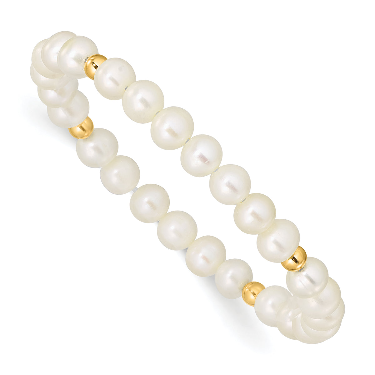 14k Madi K 4-5mm White Egg Shape Freshwater Pearl Beaded Stretch Bracelet