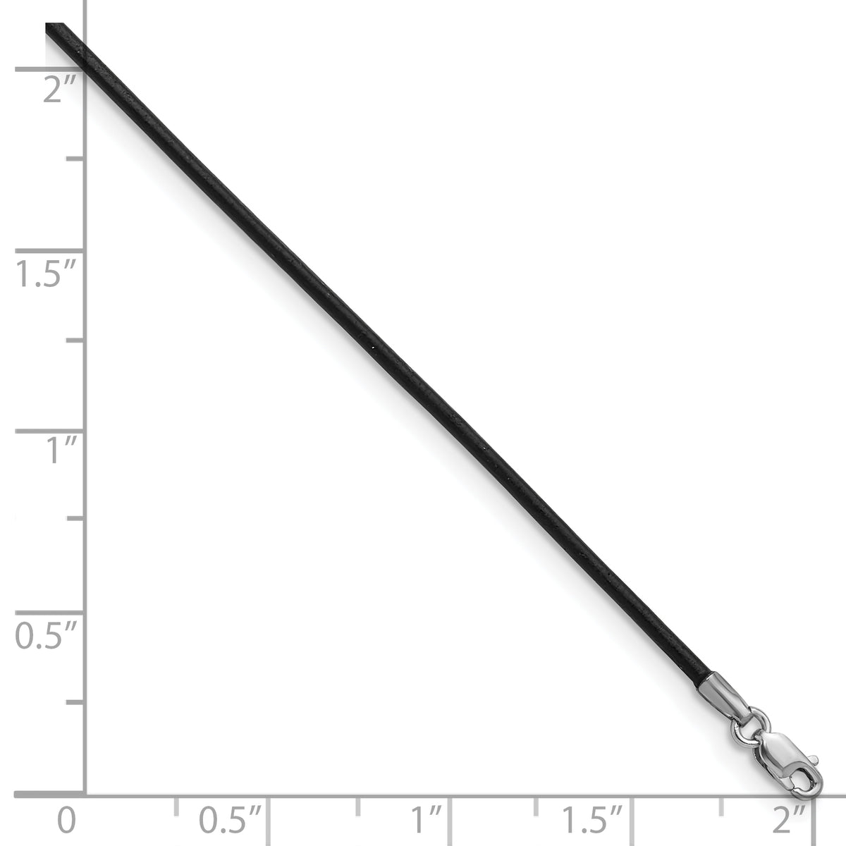 14k White Gold 1.5mm Black Leather Cord Necklace - 16 inch